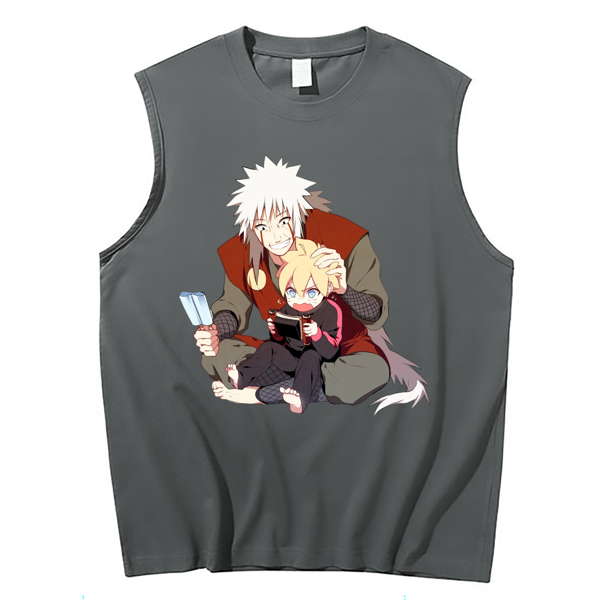 （画像用） NARUTO -ナルト- 自来也（じらいや） Jiraiya コットン100％タンクトップ（フロントプリント）
